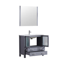 Load image into Gallery viewer, Lexora Volez LV341836SBES000 36&quot; Single Bathroom Vanity in Dark Grey, Integrated Rectangle Sink, with Mirror and Faucet
