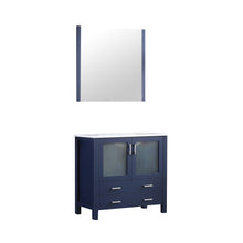 Load image into Gallery viewer, Lexora Volez LV341836SEES000 36&quot; Single Bathroom Vanity in Navy Blue, Integrated Rectangle Sink, with Mirror