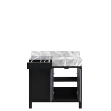 Load image into Gallery viewer, Lexora Zilara LZ342236SLIS000 36&quot; Single Bathroom Vanity in Black and Grey with Castle Grey Marble, White Rectangle Sink, Open Doors and Drawer
