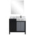 Lexora Zilara LZ342236SLIS000 36" Single Bathroom Vanity in Black and Grey with Castle Grey Marble, White Rectangle Sink, with Mirror and Gun Metal Faucet