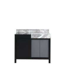 Load image into Gallery viewer, Lexora Zilara LZ342242SLIS000 42&quot; Single Bathroom Vanity in Black and Grey with Castle Grey Marble, White Rectangle Sink, Front View