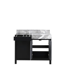 Load image into Gallery viewer, Lexora Zilara LZ342242SLIS000 42&quot; Single Bathroom Vanity in Black and Grey with Castle Grey Marble, White Rectangle Sink, Open Doors and Drawer