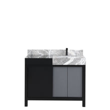 Load image into Gallery viewer, Lexora Zilara LZ342242SLIS000 42&quot; Single Bathroom Vanity in Black and Grey with Castle Grey Marble, White Rectangle Sink, with Gun Metal Faucet