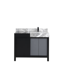 Load image into Gallery viewer, Lexora Zilara LZ342242SLIS000 42&quot; Single Bathroom Vanity in Black and Grey with Castle Grey Marble, White Rectangle Sink, with Black Faucet