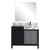 Lexora Zilara LZ342242SLIS000 42" Single Bathroom Vanity in Black and Grey with Castle Grey Marble, White Rectangle Sink, with Mirror and Gun Metal Faucet