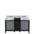 Lexora Zilara LZ342255SLIS000 55" Double Bathroom Vanity in Black and Grey with Castle Grey Marble, White Rectangle Sinks, Front View
