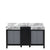 Lexora Zilara LZ342260DLIS000 60" Double Bathroom Vanity in Black and Grey with Castle Grey Marble, White Rectangle Sinks, Front View