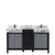 Lexora Zilara LZ342260DLIS000 60" Double Bathroom Vanity in Black and Grey with Castle Grey Marble, White Rectangle Sinks, with Gun Metal Faucets