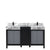 Lexora Zilara LZ342260DLIS000 60" Double Bathroom Vanity in Black and Grey with Castle Grey Marble, White Rectangle Sinks, with Black Faucets