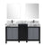 Lexora Zilara LZ342260DLIS000 60" Double Bathroom Vanity in Black and Grey with Castle Grey Marble, White Rectangle Sinks, with Mirrors and Gun Metal Faucets