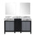 Lexora Zilara LZ342260DLIS000 60" Double Bathroom Vanity in Black and Grey with Castle Grey Marble, White Rectangle Sinks, with Mirrors