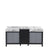 Lexora Zilara LZ342272DLIS000 72" Double Bathroom Vanity in Black and Grey with Castle Grey Marble, White Rectangle Sinks, Front View