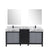 Lexora Zilara LZ342272DLIS000 72" Double Bathroom Vanity in Black and Grey with Castle Grey Marble, White Rectangle Sinks, with Mirrors and Black Faucets