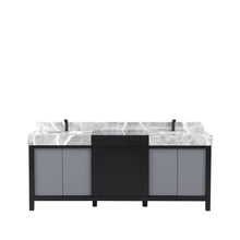 Load image into Gallery viewer, Lexora Zilara LZ342280DLIS000 80&quot; Double Bathroom Vanity in Black and Grey with Castle Grey Marble, White Rectangle Sinks, with Gun Metal Faucets