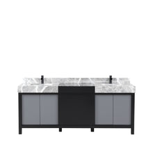 Load image into Gallery viewer, Lexora Zilara LZ342280DLIS000 80&quot; Double Bathroom Vanity in Black and Grey with Castle Grey Marble, White Rectangle Sinks, with Black Faucet