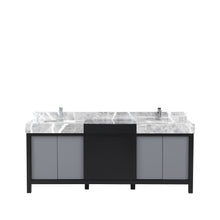 Load image into Gallery viewer, Lexora Zilara LZ342280DLIS000 80&quot; Double Bathroom Vanity in Black and Grey with Castle Grey Marble, White Rectangle Sinks, with Chrome Faucets