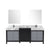 Lexora Zilara LZ342280DLIS000 80" Double Bathroom Vanity in Black and Grey with Castle Grey Marble, White Rectangle Sinks, with Mirrors and Gun Metal Faucets