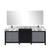 Lexora Zilara LZ342284DLIS000 84" Double Bathroom Vanity in Black and Grey with Castle Grey Marble, White Rectangle Sinks, with Mirrors and Gun Metal Faucets