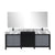 Lexora Zilara LZ342284DLIS000 84" Double Bathroom Vanity in Black and Grey with Castle Grey Marble, White Rectangle Sinks, with Mirrors and Black Faucets