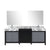 Lexora Zilara LZ342284DLIS000 84" Double Bathroom Vanity in Black and Grey with Castle Grey Marble, White Rectangle Sinks, with Mirrors and Chrome Faucets