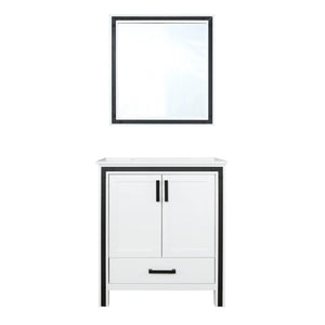 Lexora Ziva LZV352230SAJS000 30" Single Bathroom Vanity in White with Cultured Marble, Integrated Sink, with Mirror