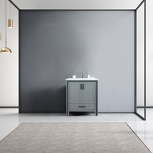 Load image into Gallery viewer, Lexora Ziva LZV352230SBJS000 30&quot; Single Bathroom Vanity in Dark Grey with Cultured Marble, Integrated Sink, Rendered Front View