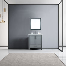 Load image into Gallery viewer, Lexora Ziva LZV352230SBJS000 30&quot; Single Bathroom Vanity in Dark Grey with Cultured Marble, Integrated Sink, Rendered with Mirror and Faucet