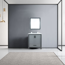 Load image into Gallery viewer, Lexora Ziva LZV352230SBJS000 30&quot; Single Bathroom Vanity in Dark Grey with Cultured Marble, Integrated Sink, Rendered with Mirror