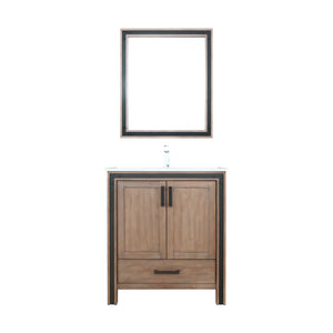 Lexora Ziva LZV352230SNJS000 30" Single Bathroom Vanity in Rustic Barnwood with Cultured Marble, Integrated Sink, with Mirror and Faucet