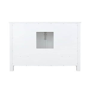 Lexora Ziva LZV352248SAJS000 48" Single Bathroom Vanity in White with Cultured Marble, Integrated Sink, Back View