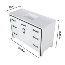 Load image into Gallery viewer, Lexora Ziva LZV352248SAJS000 48&quot; Single Bathroom Vanity in White with Cultured Marble, Integrated Sink, Vanity Dimensions