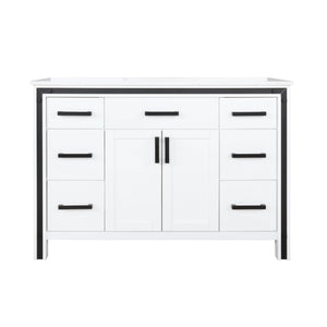 Lexora Ziva LZV352248SAJS000 48" Single Bathroom Vanity in White with Cultured Marble, Integrated Sink, Front View