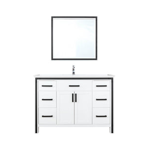 Lexora Ziva LZV352248SAJS000 48" Single Bathroom Vanity in White with Cultured Marble, Integrated Sink, with Mirror and Faucet