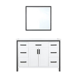 Lexora Ziva LZV352248SAJS000 48" Single Bathroom Vanity in White with Cultured Marble, Integrated Sink, with Mirror