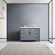 Load image into Gallery viewer, Lexora Ziva LZV352248SBJS000 48&quot; Single Bathroom Vanity in Dark Grey with Cultured Marble, Integrated Sink, Rendered Front View