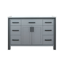 Load image into Gallery viewer, Lexora Ziva LZV352248SBJS000 48&quot; Single Bathroom Vanity in Dark Grey with Cultured Marble, Integrated Sink, Front View