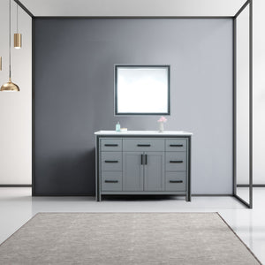 Lexora Ziva LZV352248SBJS000 48" Single Bathroom Vanity in Dark Grey with Cultured Marble, Integrated Sink, Rendered with Mirror