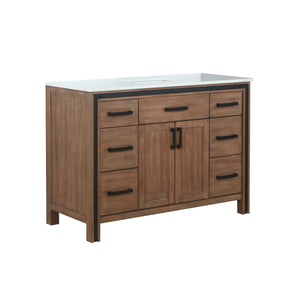 Lexora Ziva LZV352248SNJS000 48" Single Bathroom Vanity in Rustic Barnwood with Cultured Marble, Integrated Sink, Angled View