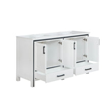 Load image into Gallery viewer, Lexora Ziva LZV352260SAJS000 60&quot; Double Bathroom Vanity in White with Cultured Marble, Integrated Sink, Open Doors and Drawers