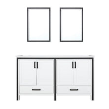 Load image into Gallery viewer, Lexora Ziva LZV352260SAJS000 60&quot; Double Bathroom Vanity in White with Cultured Marble, Integrated Sink, with mirrors