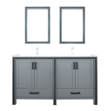 Load image into Gallery viewer, Lexora Ziva LZV352260SBJS000 60&quot; Double Bathroom Vanity in Dark Grey with Cultured Marble, Integrated Sink, with Mirrors and Faucets