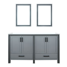 Load image into Gallery viewer, Lexora Ziva LZV352260SBJS000 60&quot; Double Bathroom Vanity in Dark Grey with Cultured Marble, Integrated Sink, with Mirrors