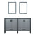 Lexora Ziva LZV352260SBJS000 60" Double Bathroom Vanity in Dark Grey with Cultured Marble, Integrated Sink, with Mirrors