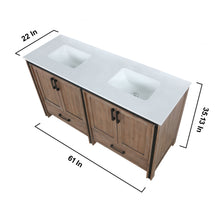 Load image into Gallery viewer, Lexora Ziva LZV352260SNJS000 60&quot; Double Bathroom Vanity in Rustic Barnwood with Cultured Marble, Integrated Sink, Vanity Dimensions