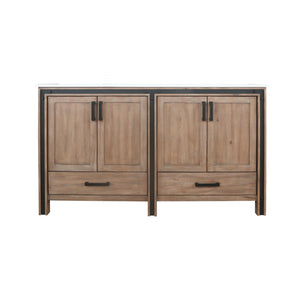 Lexora Ziva LZV352260SNJS000 60" Double Bathroom Vanity in Rustic Barnwood with Cultured Marble, Integrated Sink, Front View