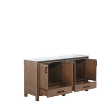 Load image into Gallery viewer, Lexora Ziva LZV352260SNJS000 60&quot; Double Bathroom Vanity in Rustic Barnwood with Cultured Marble, Integrated Sink, Open Doors and Drawers