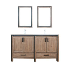 Load image into Gallery viewer, Lexora Ziva LZV352260SNJS000 60&quot; Double Bathroom Vanity in Rustic Barnwood with Cultured Marble, Integrated Sink, with Mirrors and Faucets