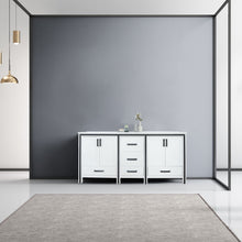 Load image into Gallery viewer, Lexora Ziva LZV352272SAJS000 72&quot; Double Bathroom Vanity in White with Cultured Marble, White Rectangle Sinks, Rendered Front View