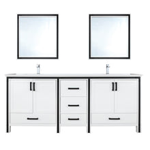 Load image into Gallery viewer, Lexora Ziva LZV352272SAJS000 72&quot; Double Bathroom Vanity in White with Cultured Marble, White Rectangle Sinks, with Mirrors and Faucets