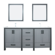 Load image into Gallery viewer, Lexora Ziva LZV352272SBJS000 72&quot; Double Bathroom Vanity in Dark Grey with Cultured Marble, White Rectangle Sinks, with Mirrors and Faucets